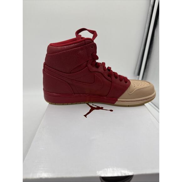 Size 9.5 - Air Jordan 1 Retro Premium High Dipped Toe - Red W - Picture 7 of 10